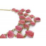Anselle Rose Pink Lucite Marble Teardrop Bib Necklace